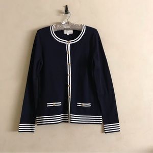 Contrast Blue and White Nautical Cardigan